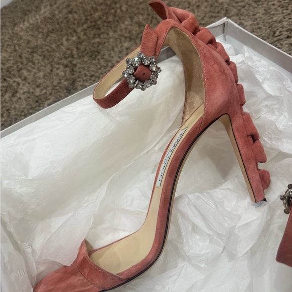 Jimmy Choo Pink Ruffle Sandals - Picture 2 of 7